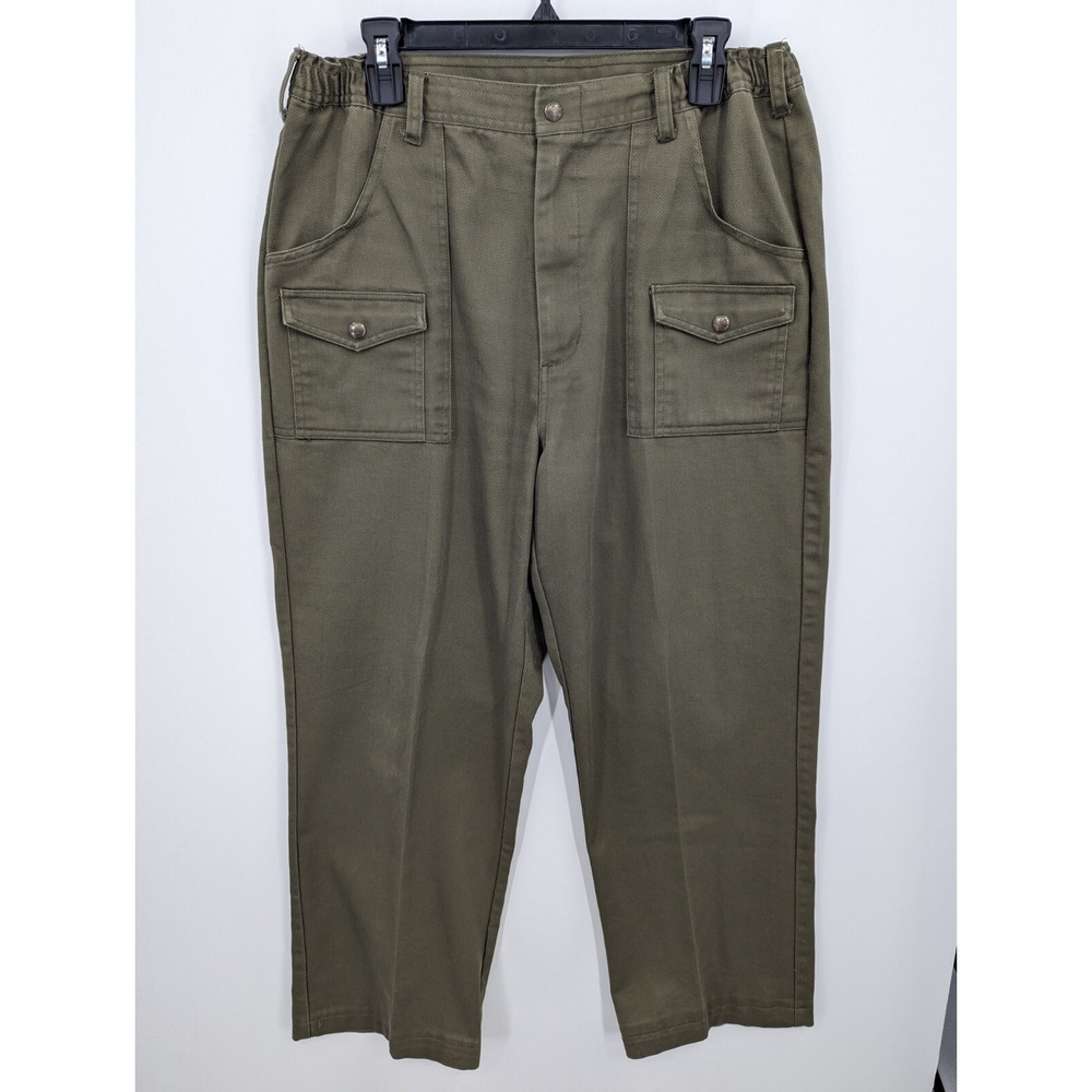 Vtg Boy Scouts of America Cargo Pants Men's 36 x 28, Green 6 Pocket Elastic